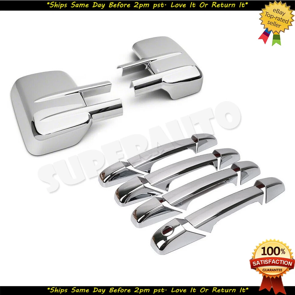 Juego de espejo retrovisor de remolque + cubierta de manija HD para Chevy Silverado Sierra 1999-2014 de alta resistencia Foto 2 de 4