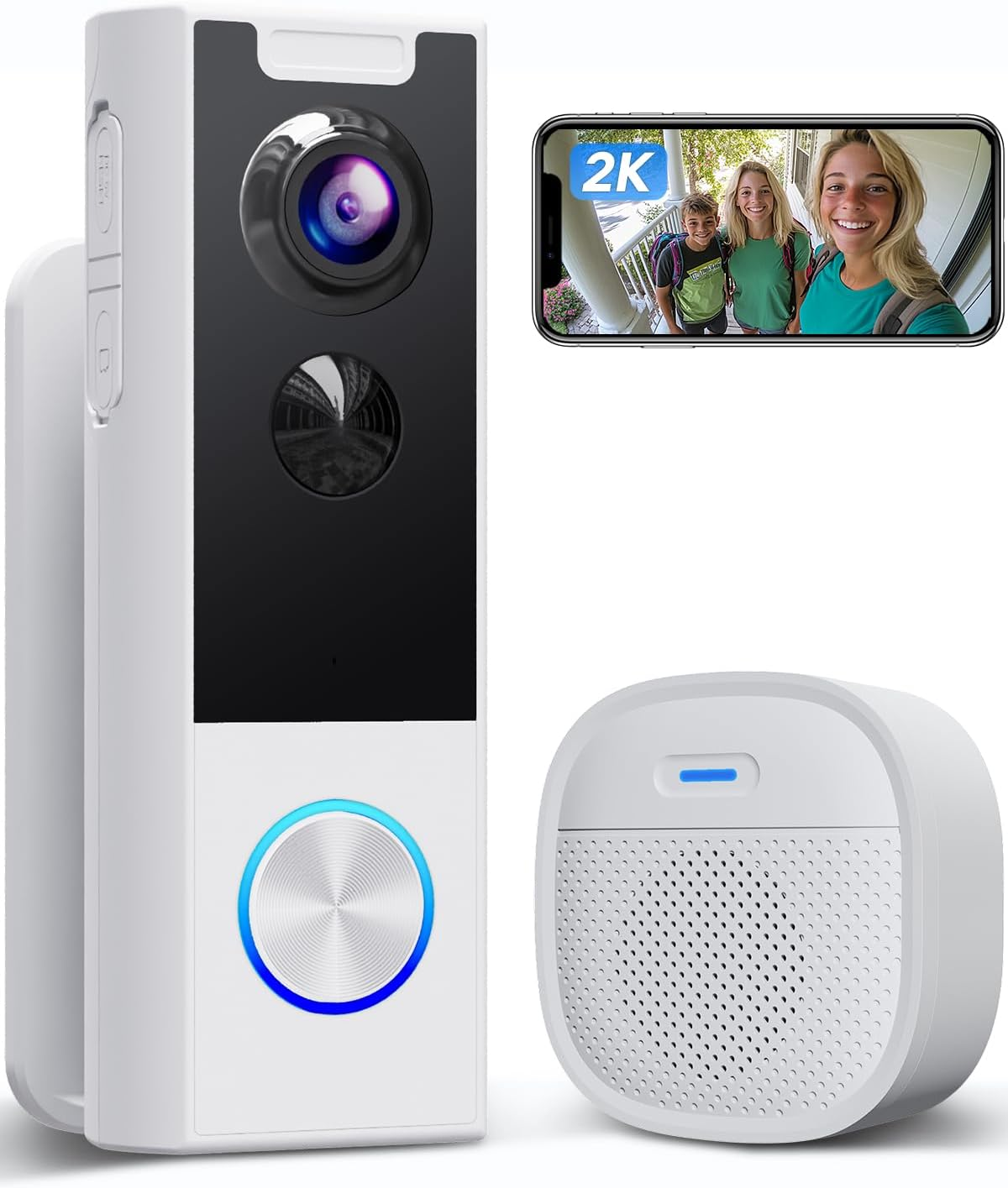 Video Doorbell Camera Wireless with Chime, 2K Live View, Instant Alert, Human De-image
