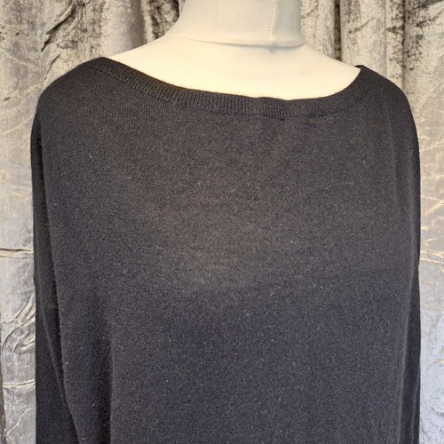 Joseph 100% Cashmere Jumper Black Hip Length Loose Womens Large *Repair - Picture 5 of 12