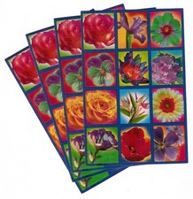 4 Sheets FLOWERS in Window or Box Scrapbook Stickers Rose Pansy