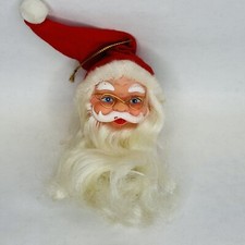 Vintage Santa Claus Doll Head Rubber Face Craft Ornament Christmas Tree MCM