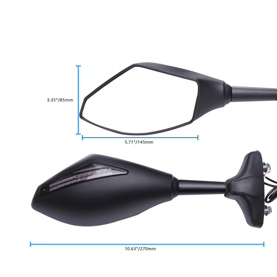 For HYOSUNG GT250R GT650R Black Rear View Mirrors w/ Blue LED Turn Signal Light - Image 4 of 4