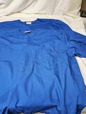 2 AllStar Uniforms Blue V-neck Scrub Tops XLG Nursing Doctor Dentist Medical