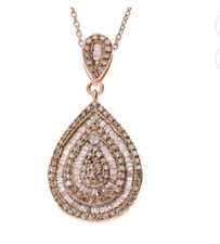 Champaign diamond Pendant With 925 silver Chain