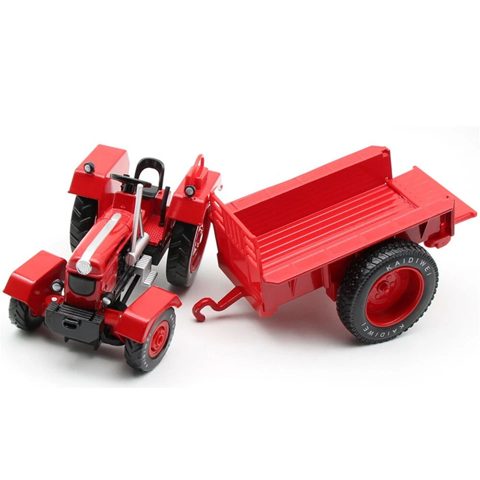Red Farm Tractor Toy Model With Tipping Trailer Diecast Toy Car Boys Toys Kids - Image 3 of 4