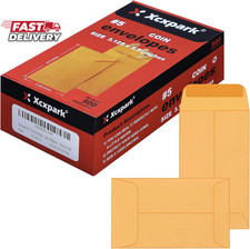 500 PCS 5 Coin Envelopes, 3.125 X 5.5 Inches Brown Kraft Envelopes Classic Smal