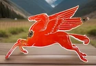 VINTAGE RARE 11” X 7 1/4” MOBIL PEGASUS HORSE PORCELAIN GAS PUMP PLATE SIGN
