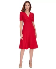 Tommy Hilfiger Women's Crisscross Fit & Flare Dress 5515 Plus Size 14W