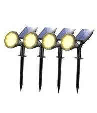 Solar Spot Lights for Outside, 21 LED Outdoor Solar Lights 4 Pack Warm White
