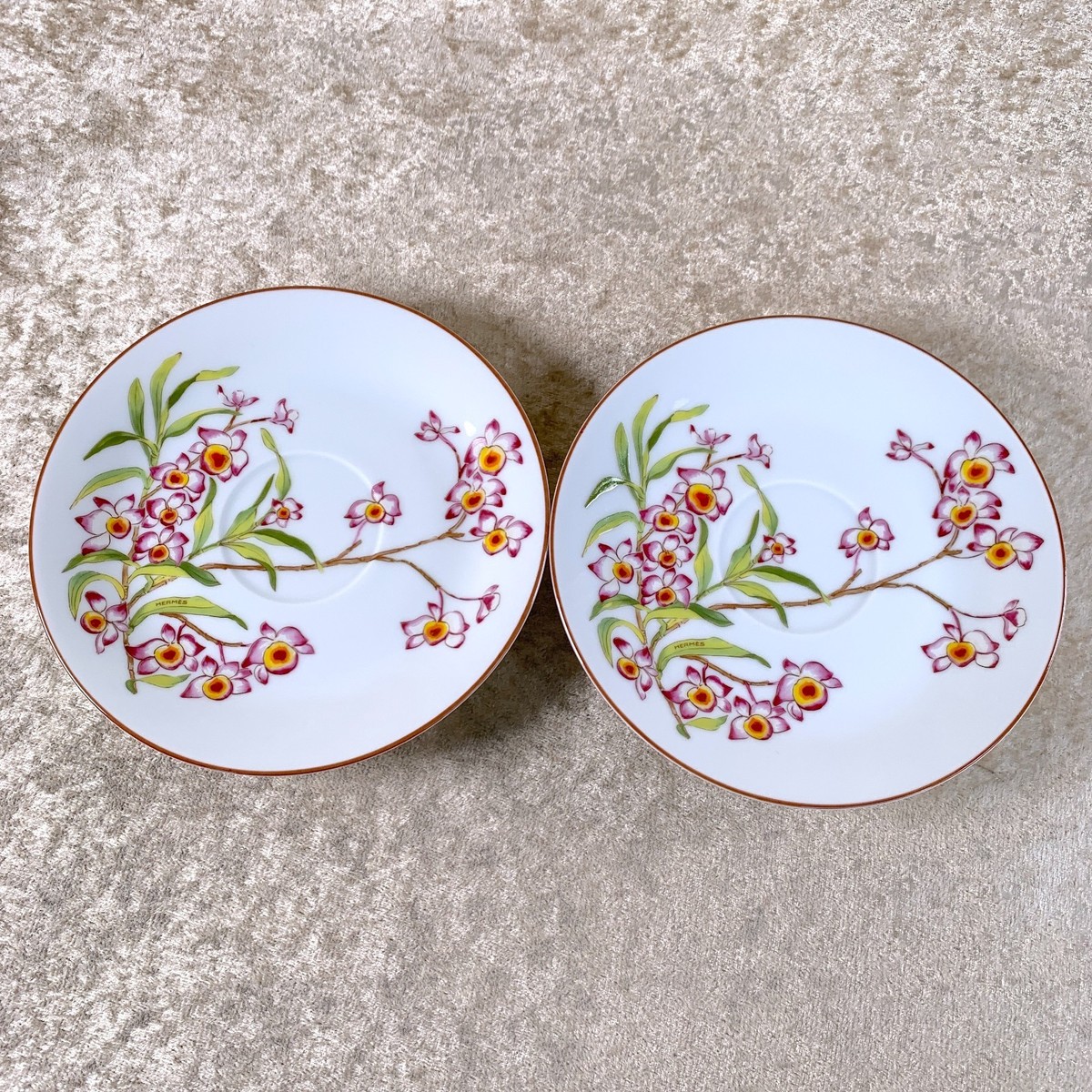 Hermes Jardin Des Orchidees No18 Tea Cup Saucer Porcelain