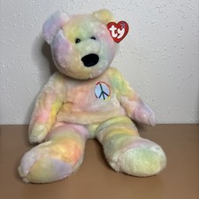 Ty Beanie Buddy - Peace Bear Pastel Large 20" PLUSH New I1 