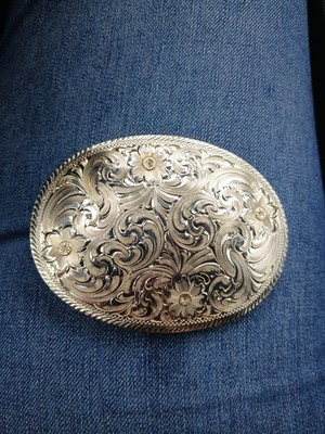 Montana Silversmiths Floral Sterling Silver Over Brass Oval  display picture 1