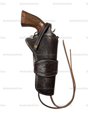 LEATHER HOLSTER FOR S&W MODEL 586 .357 MAG OWB OPEN BOTTOM LONG BARREL