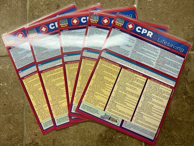 5 COPIES Cpr & Lifesaving : - Laminated Quick Reference Study Guides Training