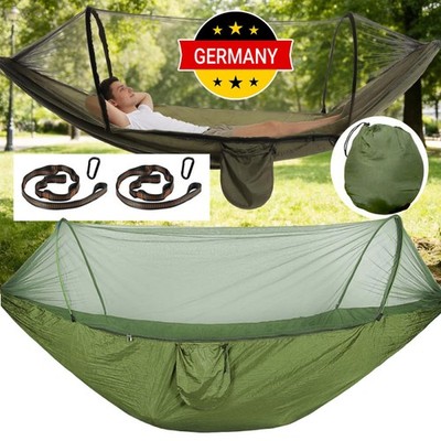 Hängematte Outdoor mit Moskitonetz Hammock Camping kompl. mit Karabiner u Gurt