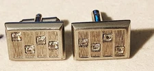 Vintage Hitchcock Silver Rhinestone Cufflinks
