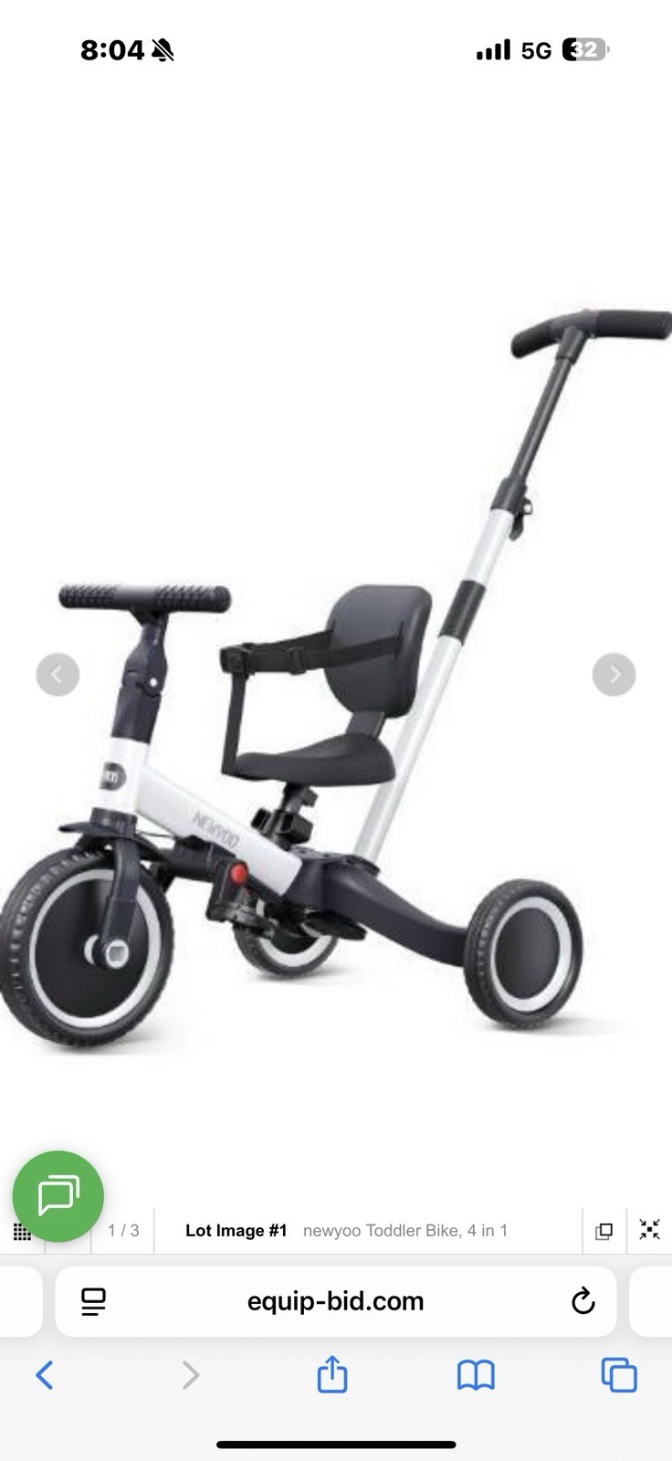 4-in-1 White Balance Bike for Toddlers Ages 1-3 Years