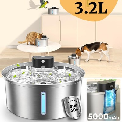 3.2L Trinkbrunnen Haustier Edelstahl Sensor Wasserspender für Katzen mit Filter