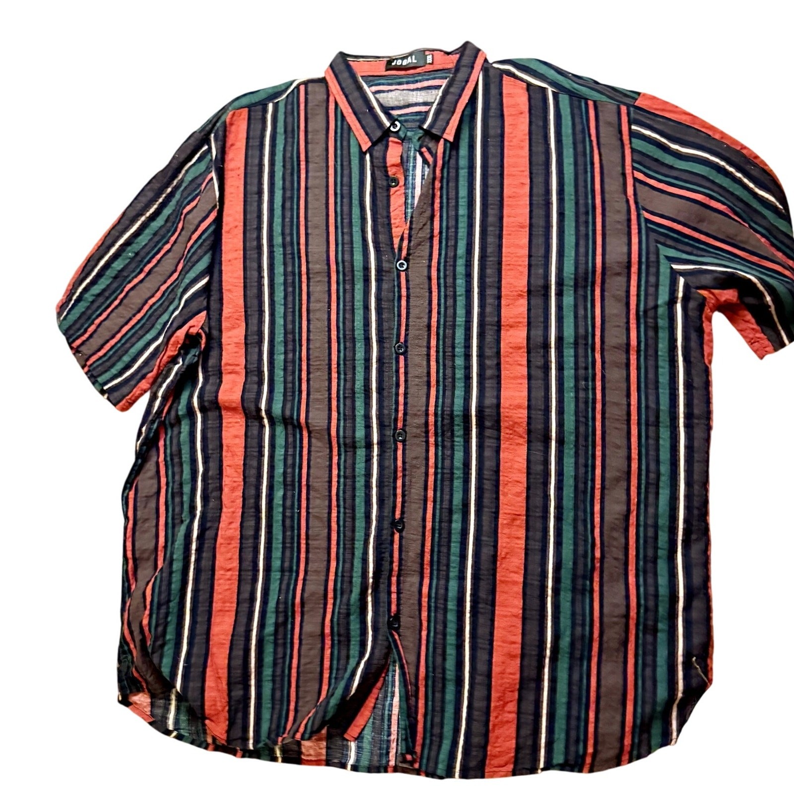 Jogal Size XXXL Cotton/Viscose Muticolor Striped Button Down Men's