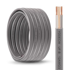 12/2 UF-B Wire - 25FT 100 Pure Copper 12AWG 2 Connector Direct Burial Electr...