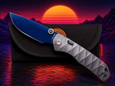NEW!   Vosteed Marten Blue Cerakote 154CM Blade & Gray Aluminum Handle (A1610)