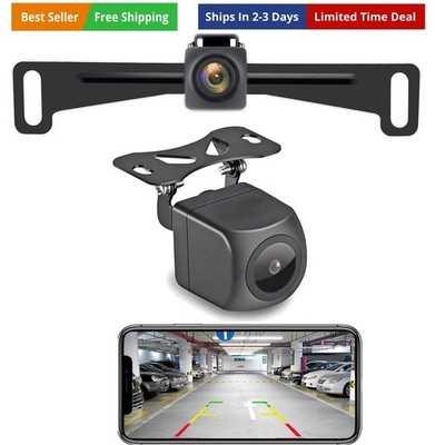 Wireless License Plate Backup Camera for Car/SUV - No Drilling WiFi HD 160° V...