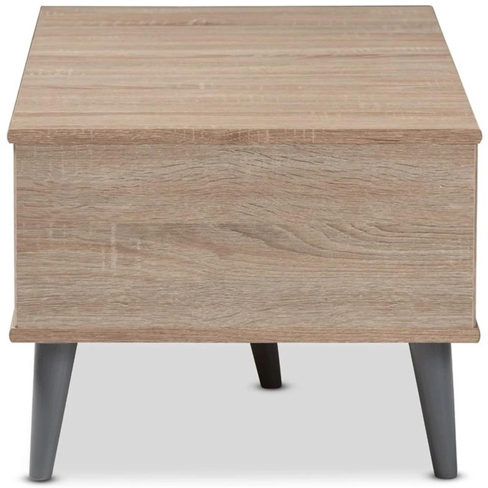 Baxton Studio Pierre Wood Coffee Table in Oak and Light Grey - Image 4 of 4