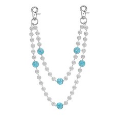 Sparkly Ceramic Beads Pants Chain, Bohemian Layered Chain, White Lake Blue