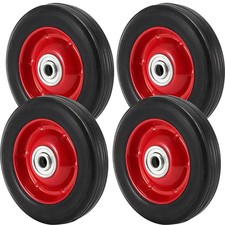 4 Pack 8 x 1.75 Inch Solid Rubber Wheel, Flat Free Rubber Tire with Ball Bear...