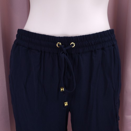 Michael Kors Women's Navy Blue Drawstring Bermuda Shorts 4 - Picture 3 of 8