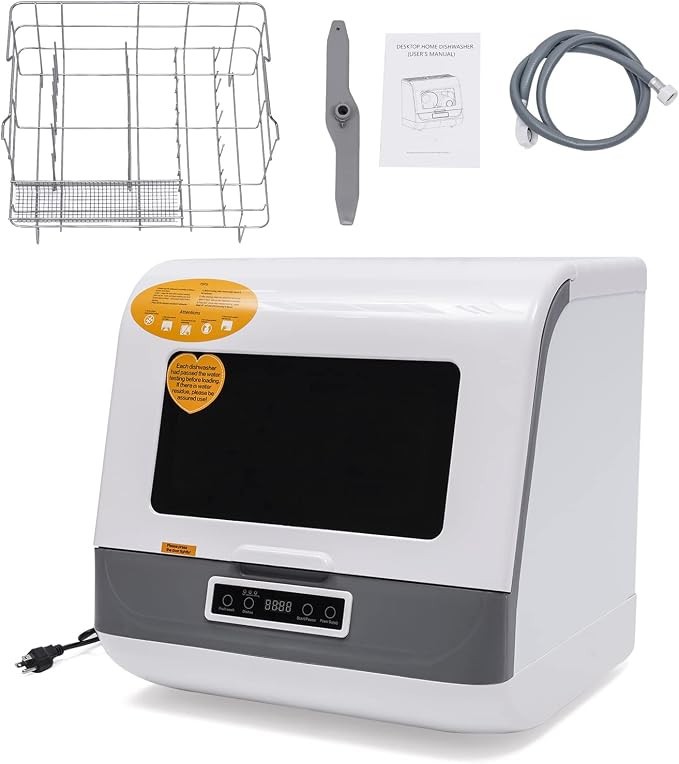 Portable Countertop Dishwasher 3 Washing Programs High-Temperature Air-Dry