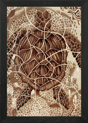 Gerahmtes Wandbild Poster Leinwanddruck Bild Kaffee Schildkröte