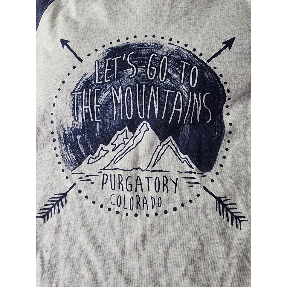 PURGATORY COLORADO Let's Go to the Mountains Sudadera con Capucha Azul Gris Ligera Talla M  Foto 3 de 4