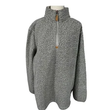 Simply Southern XXL Sherpa Pullover 1/4 Zipper Side Pockets Gray 