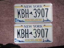 New York License Plate Pair Liberty Excelsior 2021 Set Over 3 Years Old KBH 3907