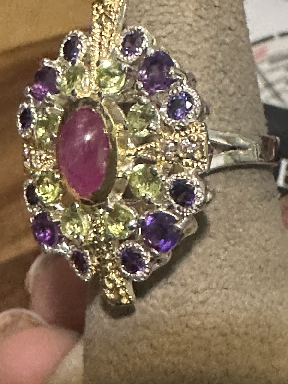 925 Sterling Silver Ring Ruby Amethyst Peridot Ge… - image 2