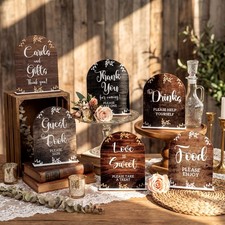6 Pcs Wood Wedding Sign Decor for Ceremony and Reception Take Sign Rustic Gue...