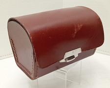 Vintage Camera Lens Case Brown Real Hide Leather Latch Made In England 4.5x3.75"