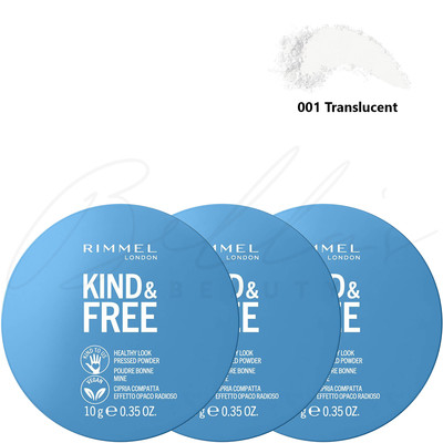 RIMMEL Kind & Free Healthy Look Pressed Powder 10g - 001 Translucent *3er Pack*
