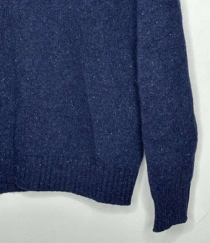 Vintage LL Bean Wool Sweater Blue Men's XL Crew Neck Ribbed Speckled Preppy - Picture 3 of 9