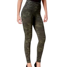 Spanx Women M Green Camo High Rise Seamless Compression Leggings Pants
