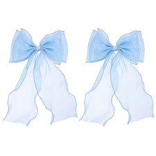 Large Long Tail Hair Bow Clips for Women 10"x6" Light Blue 2Pcs