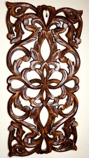 Tropical Floral Wood Carved Wall Decor Panel 23.5"x11.5"