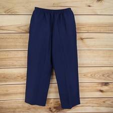 Alfred Dunner Stretch Waist Dress Pants Womens Sz 12 Dark Blue Pockets High Rise