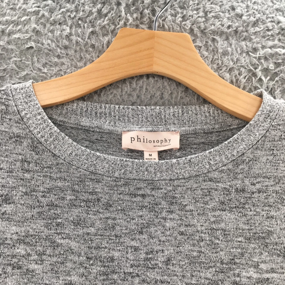 Philosophy Suéter Mujer M Gris Cuello Redondo Manga Larga Pullover Tejido Informal Foto 4 de 4