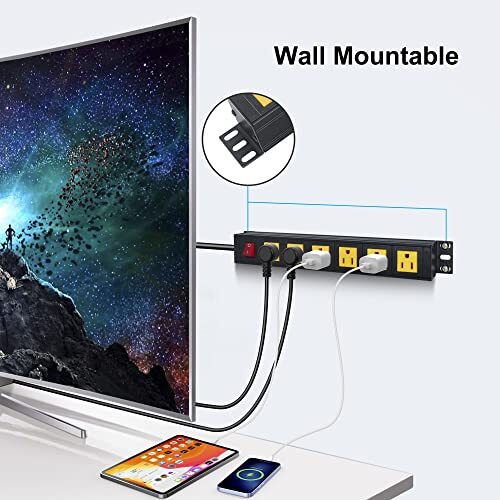 BTU 6 Outlet Power Strip, Metal Mountable Power Strip Non Surge Protector, He... eBay