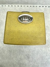 Vintage Mid Century Modern Borg Bathroom Scale Bubble Glass Yellow Green Pattern