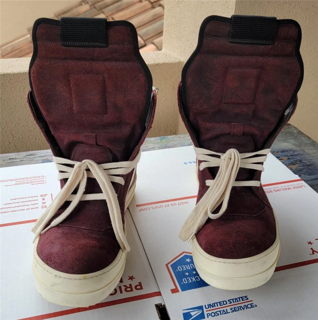 Rick Owens Geobasket Sneakers 43 | 10 Blood Red Purple White Shoes Leather Suede