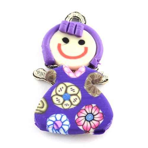 100pcs Handmade Zinc Alloy Polymer Clay Little Girl Pendants Cute