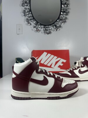 Size Women Nike Dunk High Team Red- Pale ivory Off White  194501770972|